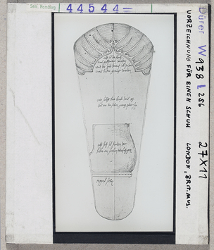 Vorschaubild Albrecht Dürer: Vorzeichnung für einen Schuh. London, British Museum 